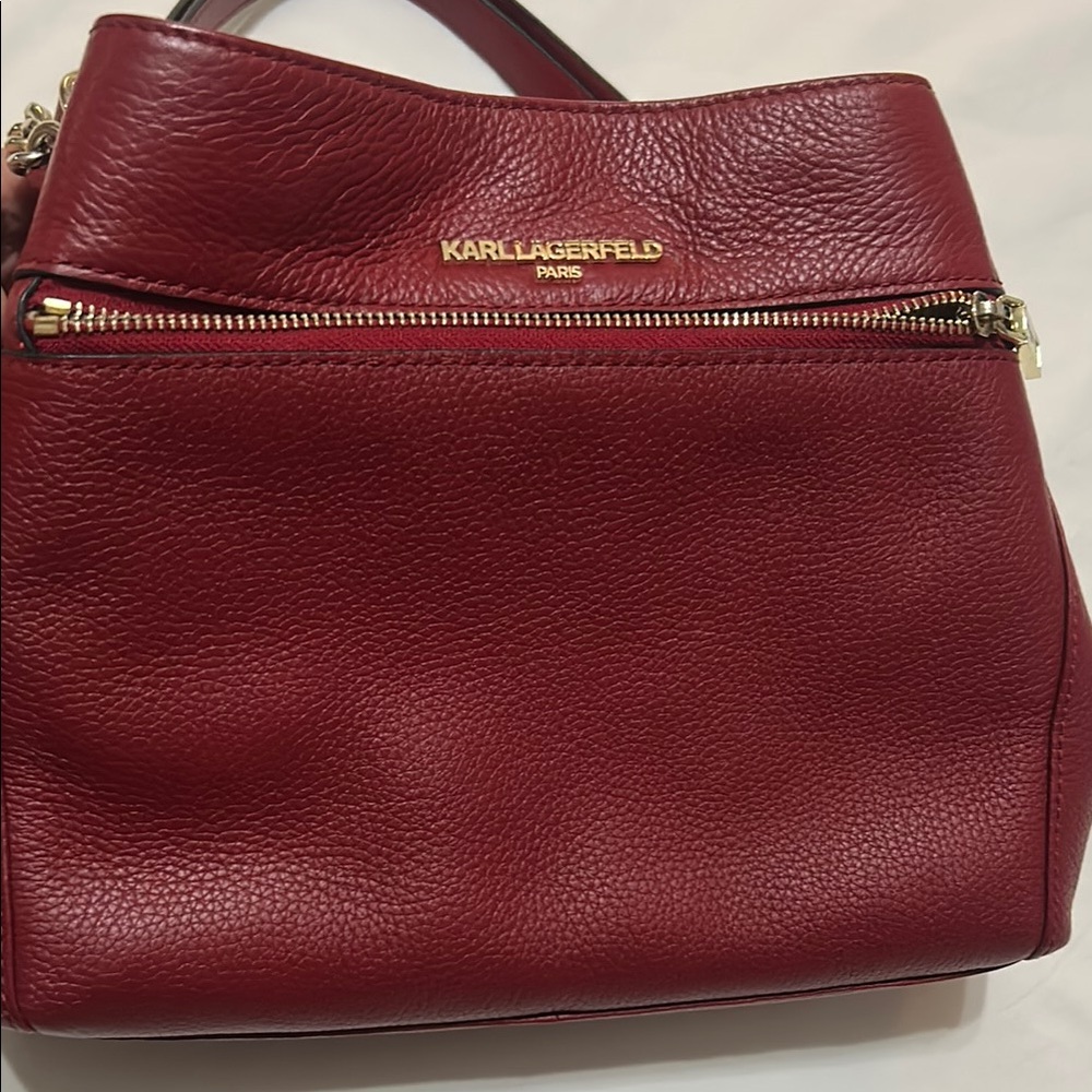 Karl Lagerfeld Red Genuine Leather Shoulder Bag - Picture 2 of 9